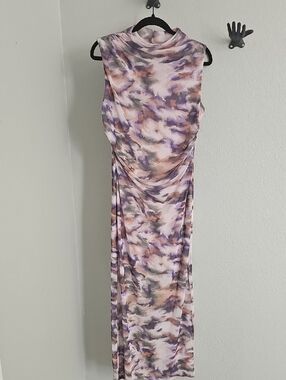 Sleeveless Maxi Dress in Lavender Multi Watercolor Print